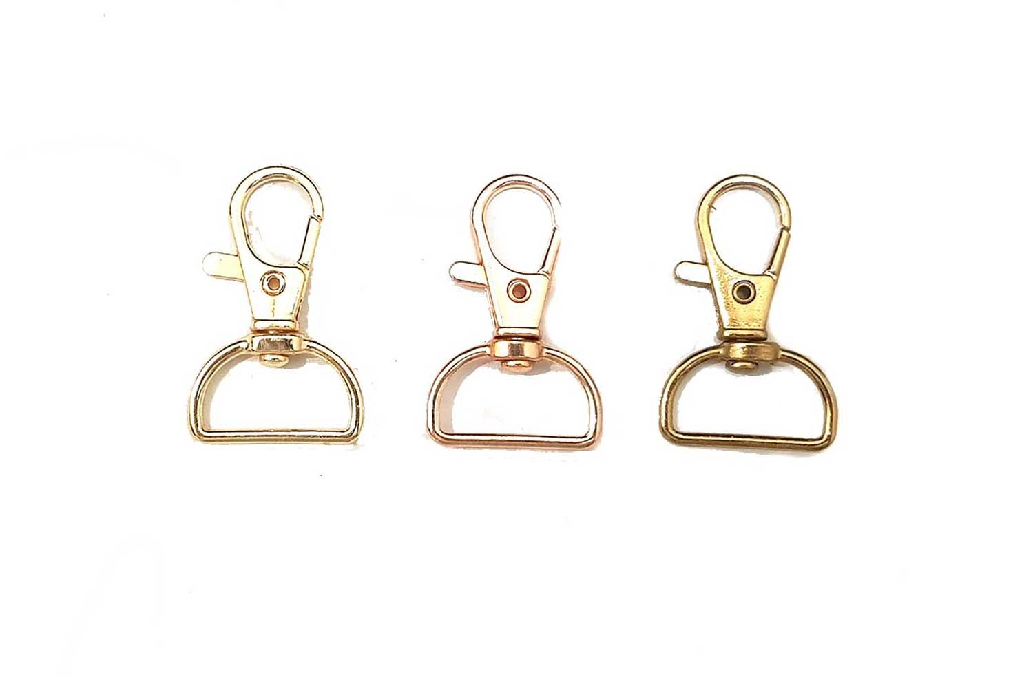 Rose Gold Lobster Clasp Swivel Hooks with D Rings webbing bag strap  hardware connector, Carabiner hook for bags, keychains etc.