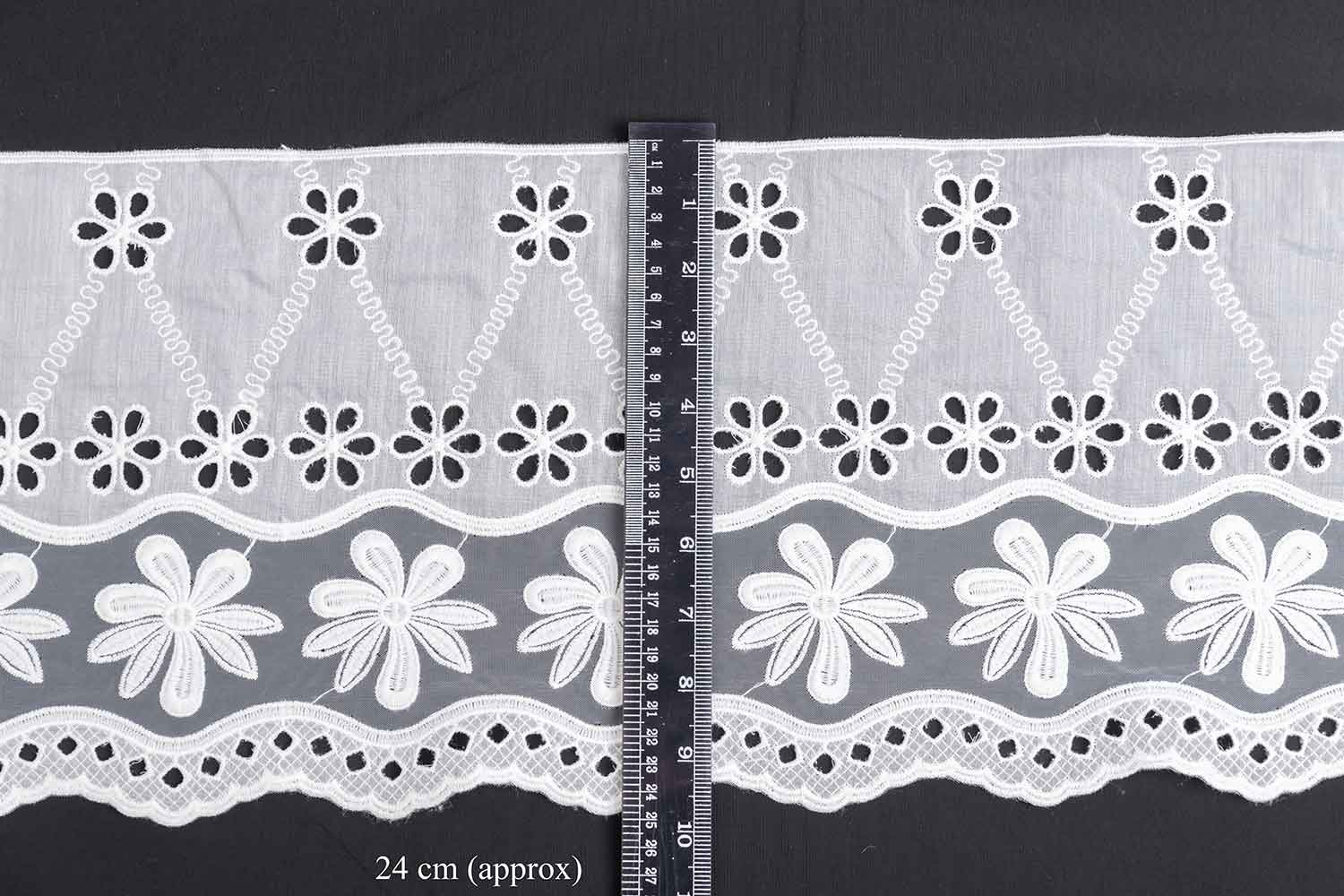 COTN0004 White Color Cotton Lace (Dyeable) - Designers Need
