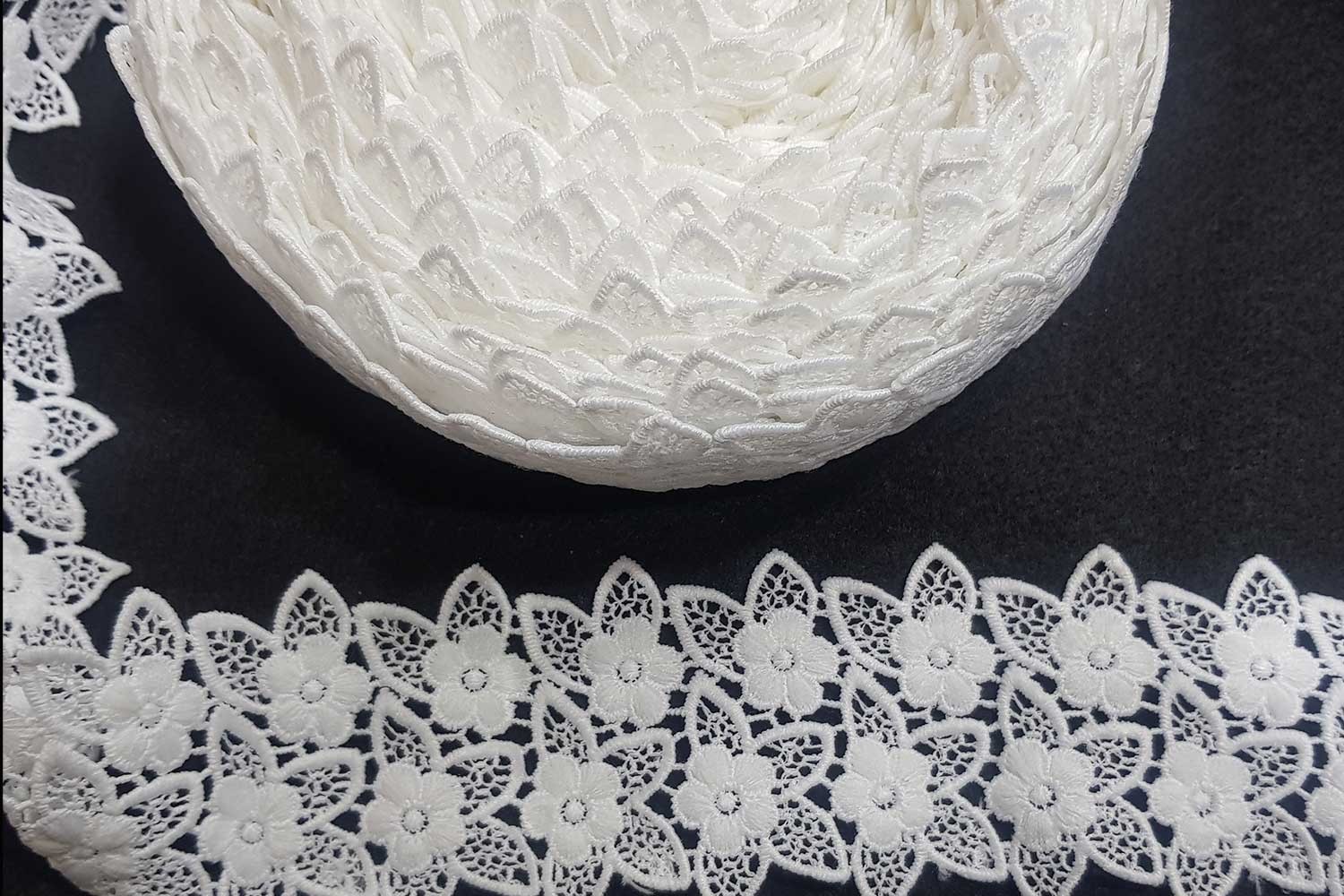 Buy White Flower Design Light Shade Dyeable GPO Lace Online ...