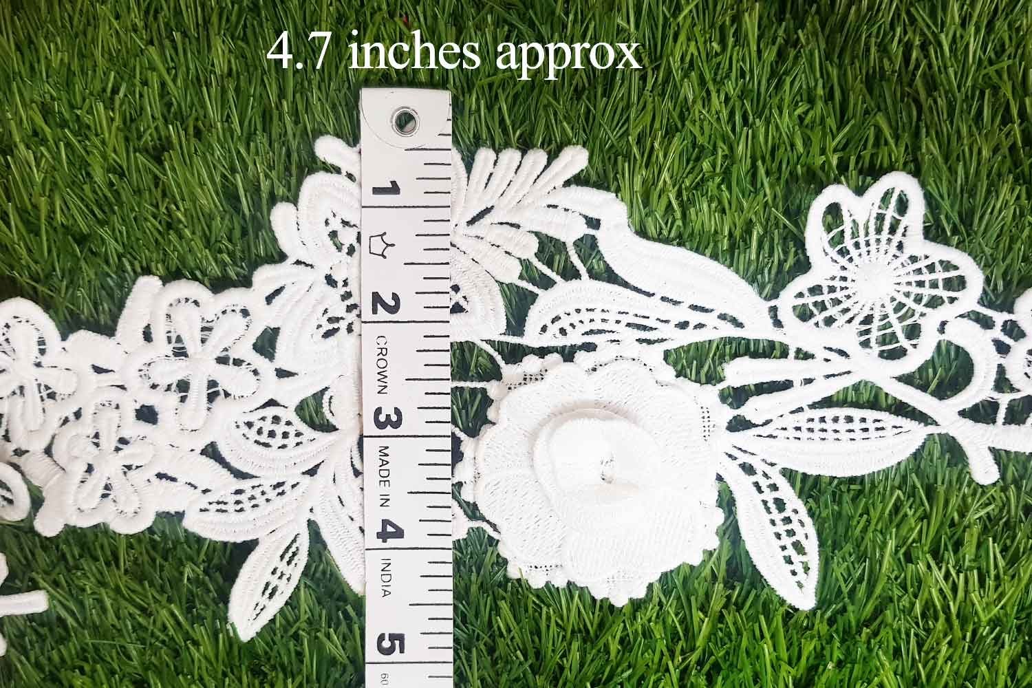 White Color Pastel Shade Dyeable Flower GPO Lace - Designers Need