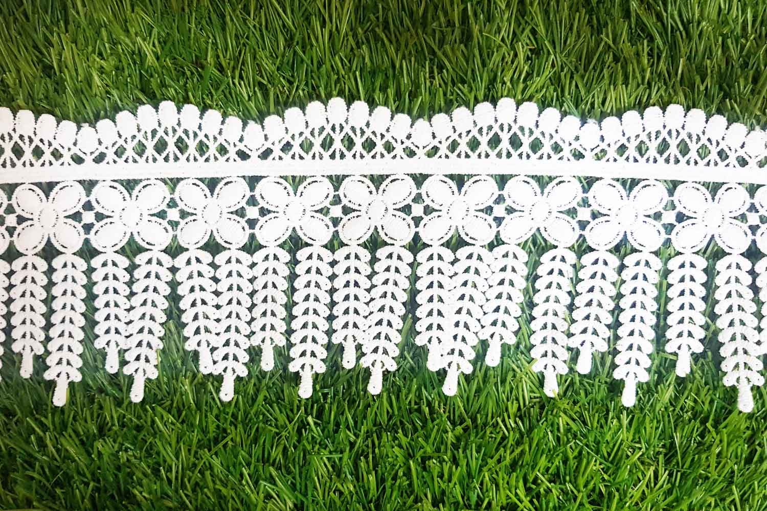 White color Light Shade Dyeable Fringes GPO Laces - Designers Need
