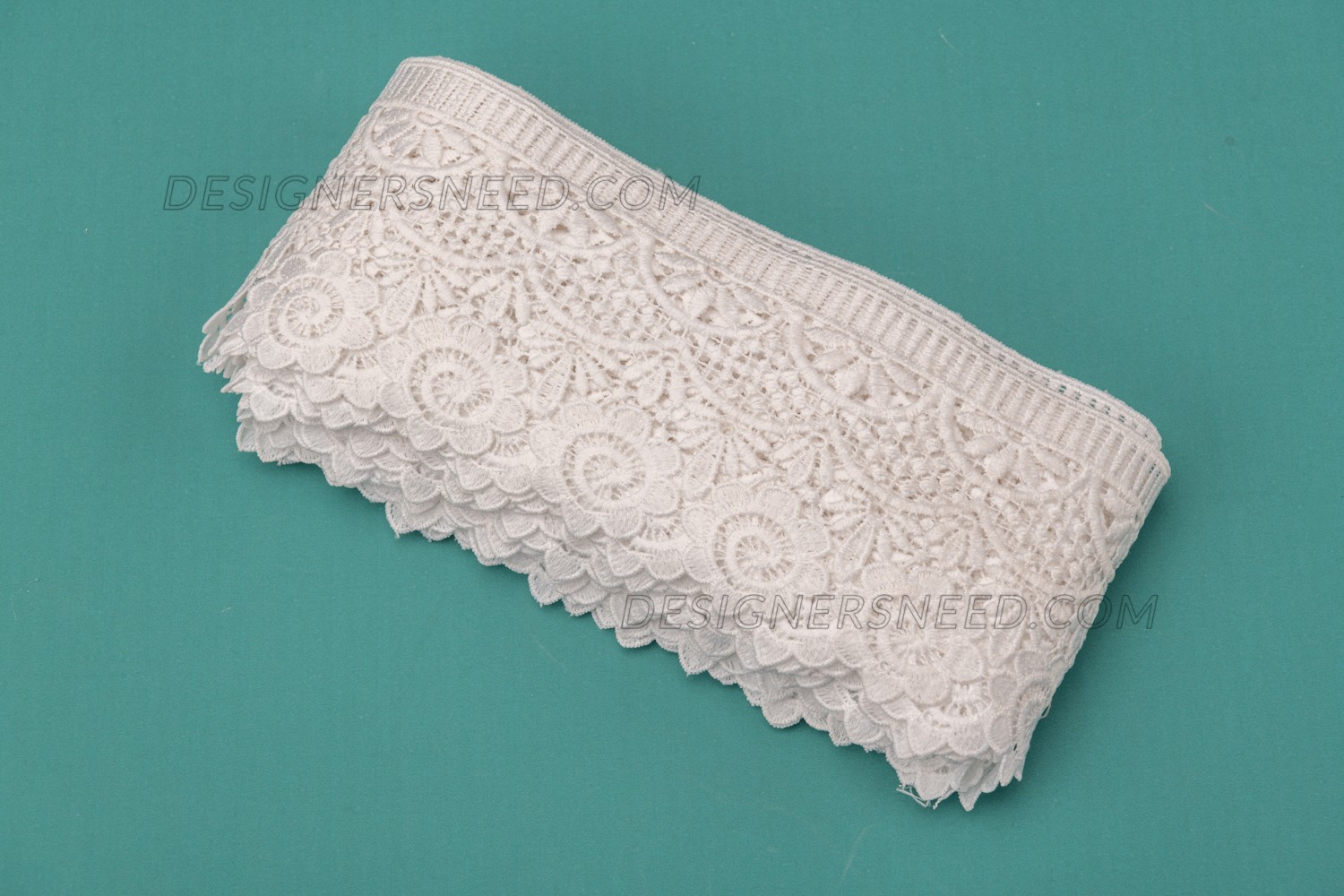 GPO Lace Flowers Polyester in White Color - Designers Need