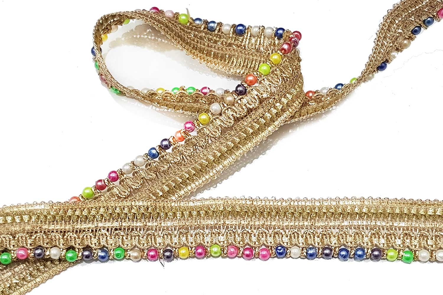 Buy Golden color with Multi Beaded Lace for dupatta, Suits, Dresses etc.  Online. - Designers Need