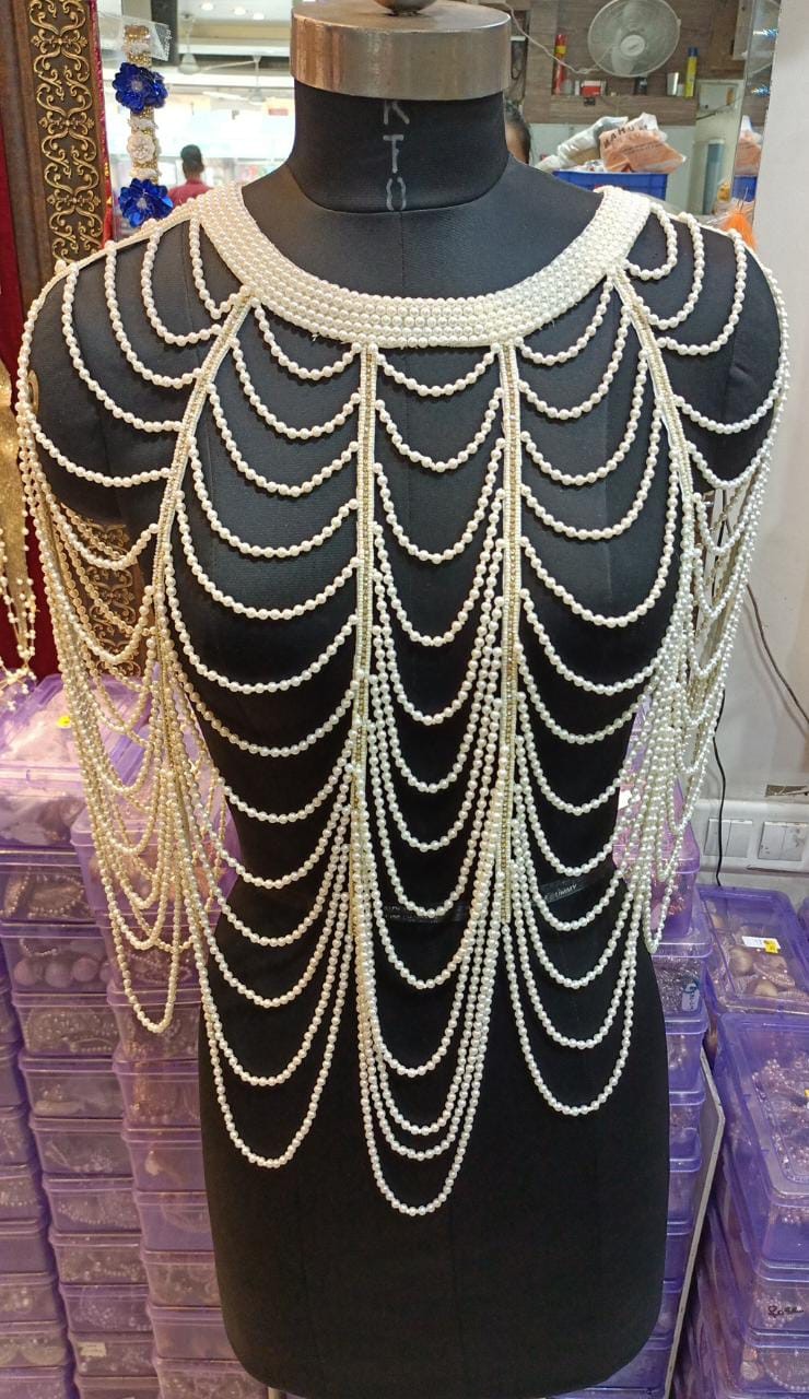 Designer Long Pearl cape/pearl necklace poncho for Girls for blouse gowns  saree dresses etc. pack of 1 piece - Designers Need