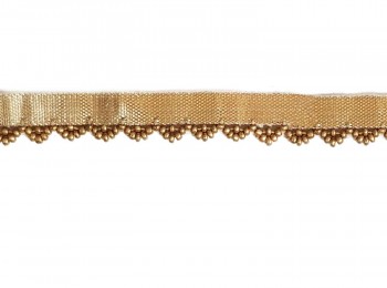 Dull Golden Color Bead Work Narrow Lace for dupatta, suits, decoration, etc BDLC0006B