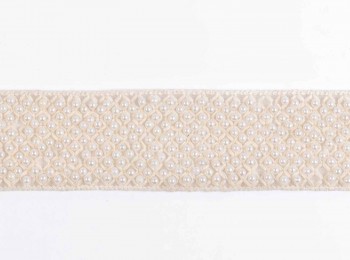Off White Color Pearl Work/Bead Work Lace BDPL0005
