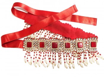 Dark Red Color Hand Embroidery Fancy Belts for dresses, lehngas, sarees, etc.(adjustable)
