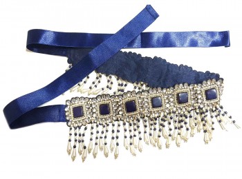 Navy Blue Hand Embroidery Fancy Belts for dresses, lehngas, sarees, etc.(adjustable)