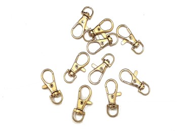 Dull Gold Lobster Clasp Swivel Hooks webbing bag strap hardware connector, Carabiner hook for bags, keychains etc.