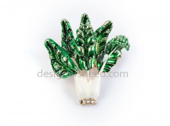 BRCH0004 Green Color Flower Pot Shape Brooch