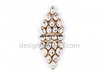 BRCH0008 Silver Eye Shape stitchable Brooch With Stones (without pin)