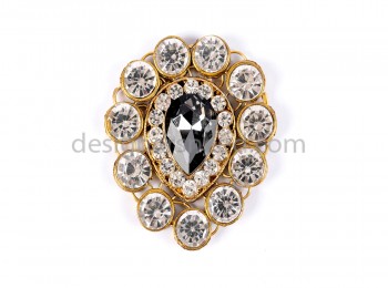 BRCH0009 Grey Stone With Golden Frame stitchable Brooch(without pin)