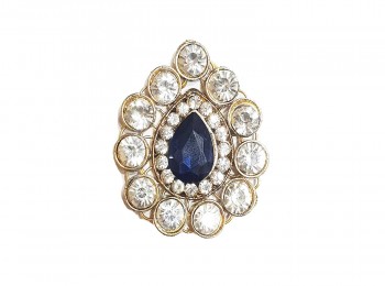 Blue Stone With Golden Frame Stitchable Brooch(without pin)