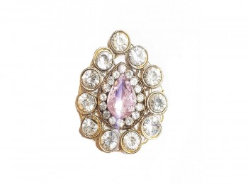 Baby Pink Stone With Golden Frame Stitchable Brooch(without pin)