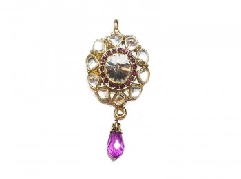 Silver Stone Work Hanging Style Brooch Stitchable-without pin