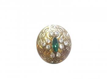 Golden Round Shape Fancy Sittchable Brooch - Without Pin