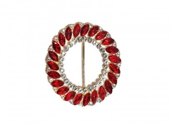 Red Color Round Stone Work Fancy Buckle
