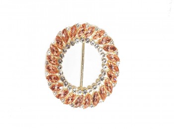 Peach Color Round Stone Work Fancy Buckle