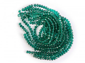 Bottle Green Color Round / Rondelle / Tyre Faceted Shape Crystal Glass Beads CGBDS0008