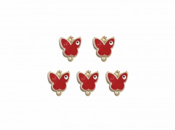 Dark Red Color Butterfly Shape Metal Charms