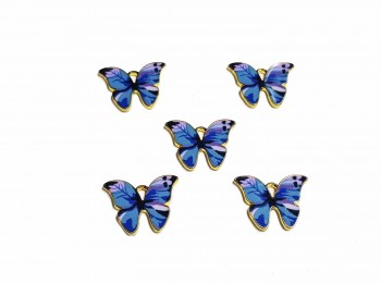 Blue Color Printed Butterfly Shape Metal Charms