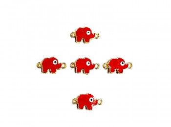 Dark Red Evil Eye Elephant Shape Metal Charms