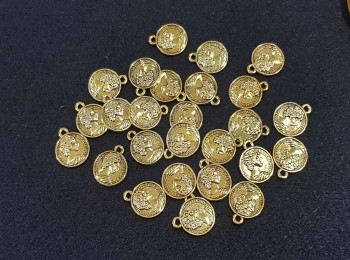 Golden Coin Shape Casting Metal Charms