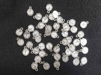 Silver color Coin Shape Metal Charms- 0.5 x 0.7 cm