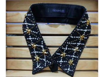 Black Designer Beads Work Embroidery Collar for Shirts etc.