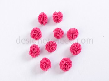 Flowers Magenta Pink Color Net Fabric set of 10 Pieces (FLR0002J)