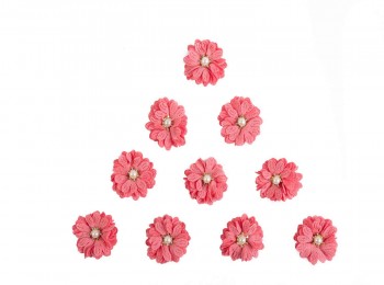 Soft Pink Color Artificial Fabric Flower With Pearl Stone