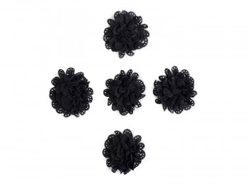 Black Color Artificial Fabric Flower With Beads