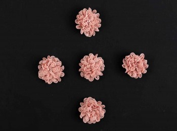 Dark Peach Color Artificial Fabric Flower With Beads