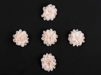 Light Peach Color Artificial Fabric Flower With Beads