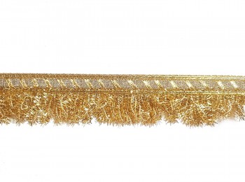 Golden color light weight fringes kiran lace for dupattas