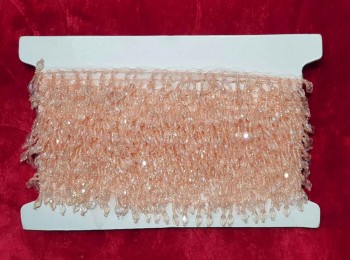 Light Peach Crystal Beaded Tassel Fringe Lace Trim