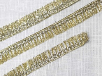 Yellowish Golden Fringes Lace Trim Kiran Crush Lace Frill Lace for dupattas