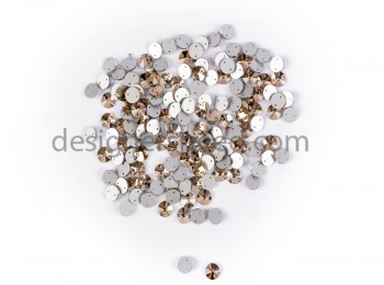 GLST0007 Round Shape Golden Color Glass Stone
