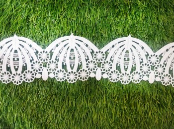 White Color Cut Work Design Light Shades Dyeable GPO Lace