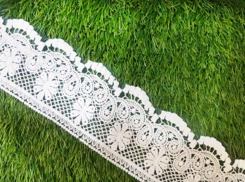 White Color Light Shade Dyeable Cutwork GPO Lace