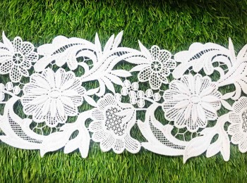 Buy White Flower Design Light Shade Dyeable GPO Lace Online ...
