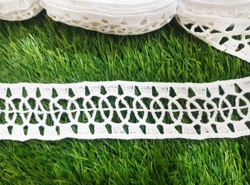 White Color Center Rings Design Broad GPO/Cotton/ Crochet Lace