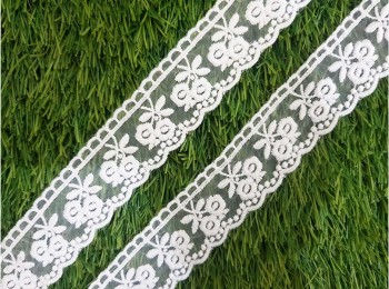 White GPO Net Lace Crochet Lace for Dupatta, suits, cusions etc. (light Shade dyeable)