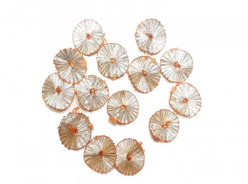 Silver Color With Orange Kinari Flower Chandi Gota Patti Patch For Embroidery, Decoration, Crafting etc.