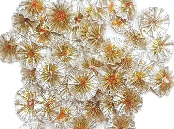 Dark Golden Silver Mix Flower Shape Chandi Gota Patti Patches For Embroidery, Decoration, Crafting etc.