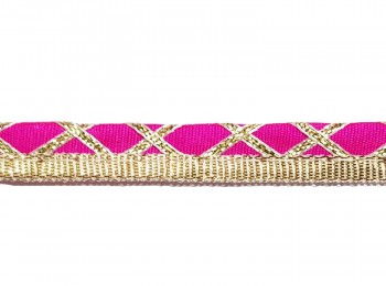 Magenta Color Checked Magji Gota Work Lace