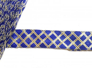 Royal Blue Color Checked Magji Gota Work Lace