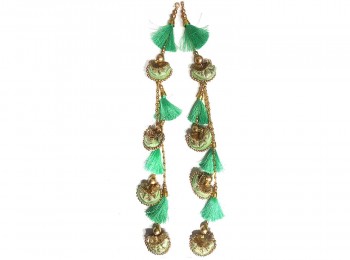 Green Color Sequins And Beads Work Hangings/Latkans