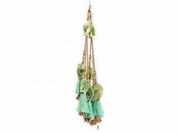 Light Green Thread and Beads Work Latkans/Hangings