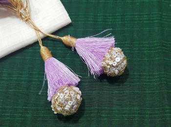 Lavender Tassel and Sequins Laddoo Hangings/Latkans - 2 pieces
